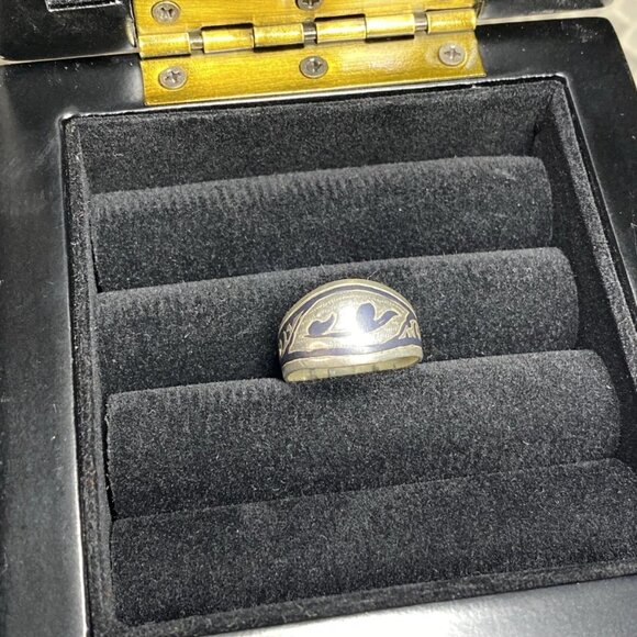 Vintage USSR Sterling Silver 875 Enamel Band Ring – Kyiv KHM – Size 8 – 3.24g - Picture 9 of 11